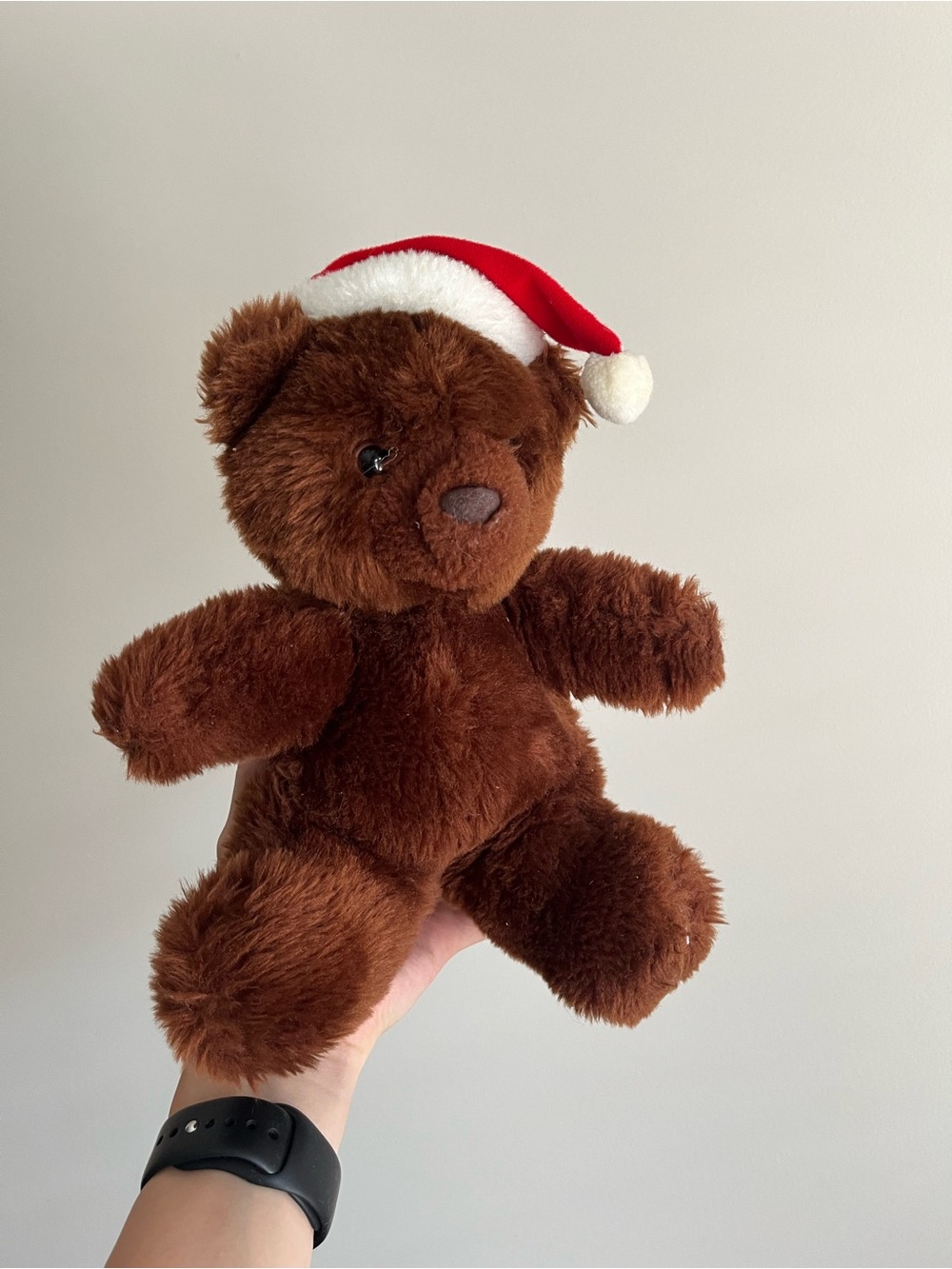 VTG Brown Plush Teddy Bear with Santa Hat Stuffed Animal